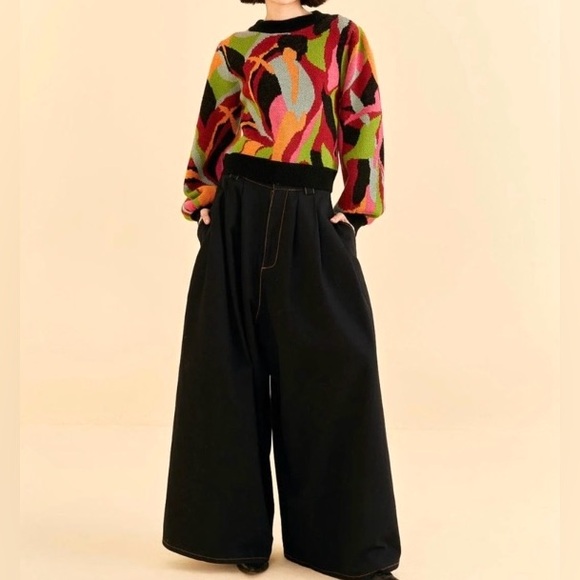 NEW FARM Rio The Dance Multicolor Knit Sweater Abstract Colorful Tropical Size L - Picture 3 of 16